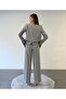 Premium Women's Striped Gray Blazer Vest Trousers 3-Piece Suit – Modern Office Elegance - 6