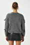Women's Valery Soft Texture Ribbon Bow Detailed Anthracite Knitwear Sweater - 5