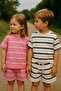 Stripe Detailed Shorts Suit - 3