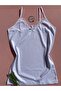 6 Pieces Women's Lace String Strap Cotton Undershirt (navy blue-salmon-ecru-pink-plum-gray) - 6