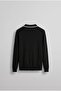 Men's Polo Neck Thin Corded Sweater Black - 2