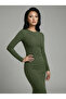 Makeni Women's Slim Fit Crew Neck Long Sleeve Stretchy Corset Top & Bodysuit - Khaki
