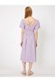 Women's Purple U-Neck Short Sleeve Midi Dress 9YAL88019IW - 5