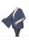 Women's Blue Color Fleece Poncho - 2
