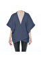 Women's Blue Color Fleece Poncho - 4