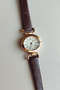 New Model Stylish Design - Women's Wristwatch - Dark Brown Color Crocodile Pattern Strap - Gold Color Case - 3