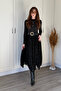 Floral Embroidered Black Tulle Long Skirt - 8