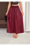 Women's Leather-Like Shiny Lacquer Fabric, Tan Color, Suitable Long Skirt with Pockets, Length 95 cm - 4