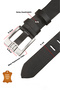 Men's Black Thick Tongue 4.5 cm Leather Sports Belt 1801312 - 2