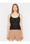 Women's Black Hollow Collar Strap Sweater 9YAF90149GT - 3