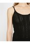 Women's Black Hollow Collar Strap Sweater 9YAF90149GT - 5