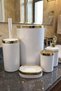 5-Piece Bathroom Set, Acrylic Trash Can, Toilet Brush Holder, Liquid Soap Dispenser, Toothbrush Holder, Hand Soap Dispenser, Gold Color Details - 3