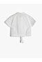 Textured Poplin Fabric Tie-Waist Short Sleeve Shirt - 3