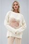 Ecru Ripped Casual Lace-Like Knit Sweater1216-02 - 4