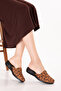 Women's Inside-Out Genuine Leather Stylish House Slippers Özl.960 Tan Leopard - 3