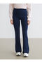 Navy Blue Elastic Waist Flared Women's Sweatpants - 2