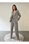Limited Edition Women's Jacket Vest Palazzo Pants Gray 3-Piece Set – Office & Chic Outfit - 4