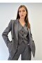 Limited Edition Women's Jacket Vest Palazzo Pants Anthracite 3-Piece Set – Office & Chic Combination