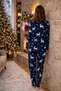 Winter New Year Patterned Women's Shirt Fleece Pajama Set - Deer Christmas Pajamas - 9