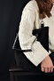 Furry Soft Touch Plush & Leather Women's Black Hand and Shoulder Bag Silver Chain Handle