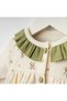 Crispy Flower Ruffled 100% Cotton Newborn Baby Girl 5 Piece Natural Hospital Outfit Set - 4