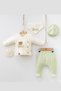 Süzene Ribbed Newborn Baby Boy 5 Piece Hospital Discharge Bodysuit Set with Teddy Bear - 2