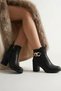 Women's Black Zippered Buckle Detailed Daily Use Short Heeled Boots (7 cm)