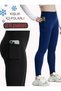 Women's Winter Fleece Lined High Waist t Shaping / Sculpting Pocket Leggings Black Navy Blue 2-Pack