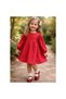 Girl's Dress Pomegranate Flower Red Woven Balloon Sleeve Stylish Design - 5