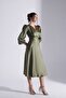 Merry Khaki Double Breasted Collar Flared Dress - 2