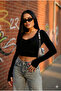 Women's Long Sleeve V-Neck Finger-Loop Lycra Crop - 3