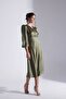 Merry Khaki Double Breasted Collar Flared Dress