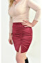 Women's Stretchy Fabric Gathered Front Slit Stylish Shorts Skirt - 2