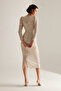 Plunging Neckline Pencil Skirt Gold Glitter Sequin Engagement Dress - 5