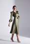 Merry Khaki Double Breasted Collar Flared Dress - 3