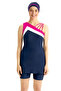 Semi Covered Swimsuit with Shorts Sleeveless 3059 Dark Navy Blue