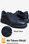 Men's Black Textured Leather Black Thick Sole Guaranteed Lace-Up Casual Sneakers