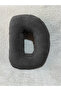 Plush D Letter Pillow, Decorative Throw Pillow, Anthracite Teddy Fabric, Large Size 50 cm - 2