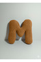 Plush m Letter Pillow, Decorative Throw Pillow, Camel Brown, Large Size 50 cm - 2