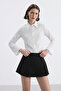 Black Double Pleated Pants Skirt - 8