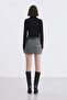 Gray Striped Pocketed Shorts Skirt - 4