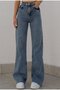 My Women Blue Lycra Super High Waist Loose Jean Trousers
