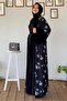 Women's Black Flower Patterned Jumpsuit Set t 2138 - 3