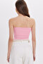 Women's Slim Fit Slim Fit Cotton Strapless Pink Blouse - 7