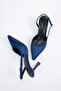 Siena Women's Stiletto Pointed Toe Open Back Heeled Shoes Navy Blue - 6