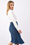 Women's Wrap Waist Elastic Buckle Denim Skirt Indigo - 5