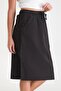 Women's Slit, Drawstring, Pocketed Cotton Woven Fabric Skirt - 4