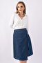 Women's Wrap Waist Elastic Buckle Denim Skirt Indigo - 4