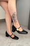Women's Emila Black Suede Patent Leather Detail 6 cm Thick Heeled Shoes - 2
