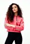 Fuchsia Long Sleeve Comfortable Form Hooded Women's Sweatshirt - 97115